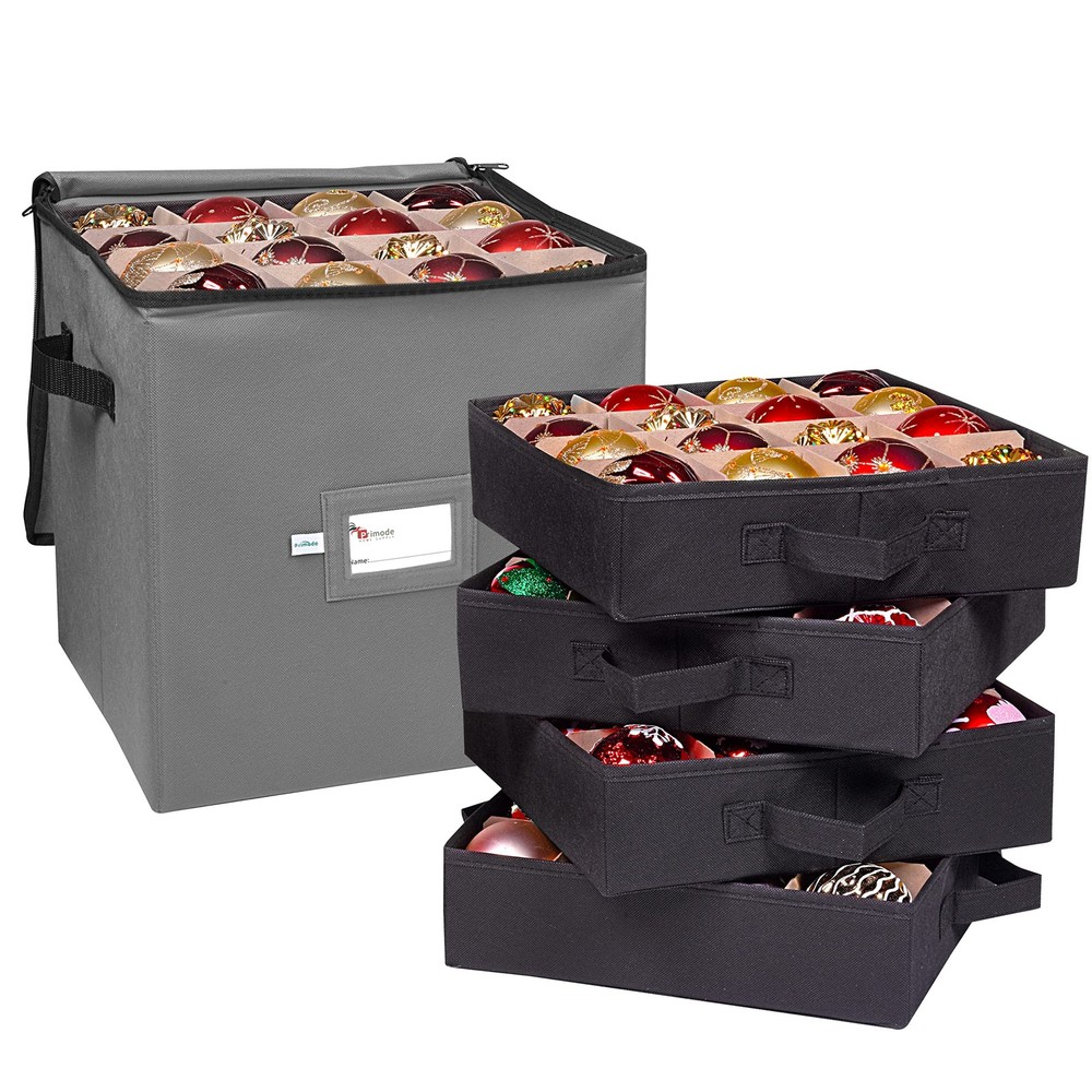 Christmas Ornament Storage Box with 4 Individual Trays for Holiday Decor