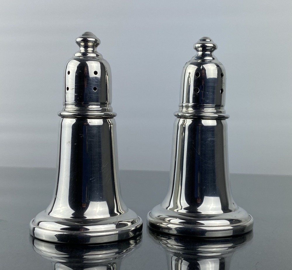 Vintage Empire Silver Pewter Weighted Shakers Made In USA Salt And Pepper A141