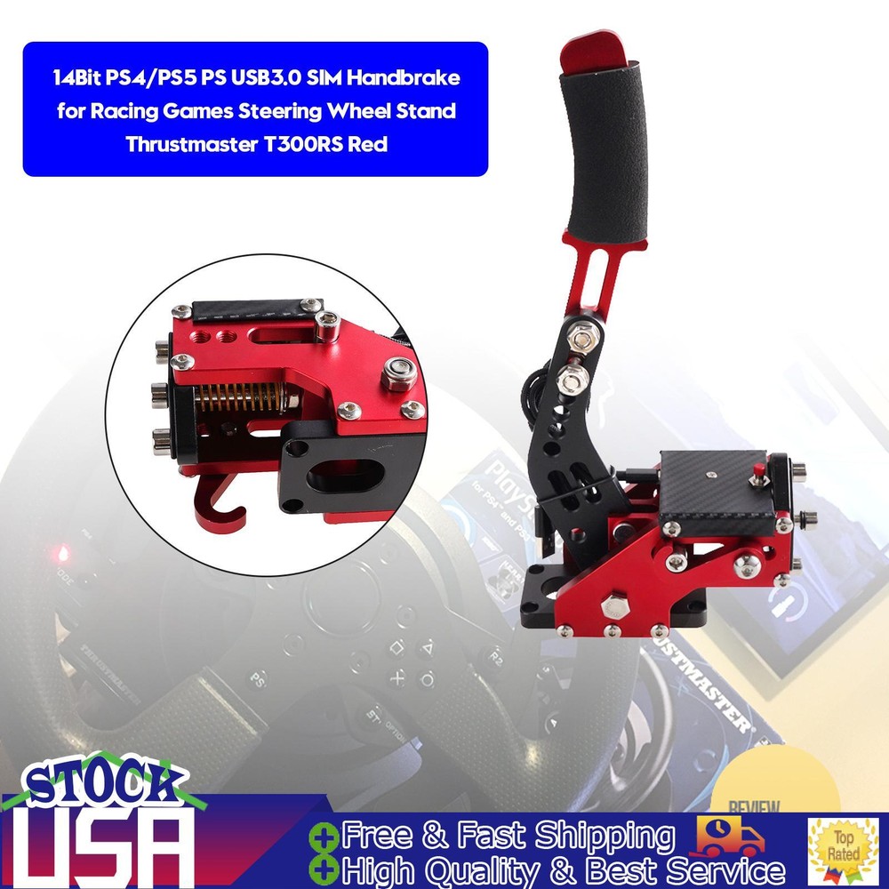 14Bit PS4/PS5 USB3.0 SIM Handbrake for Steering Wheel Thrustmaster T300RS Red