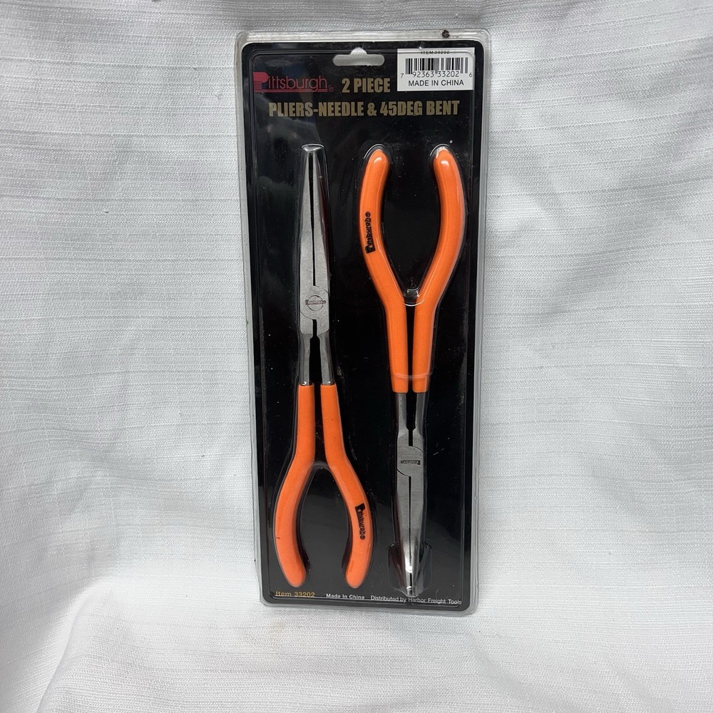 PITTSBURGH 2-Piece Long Reach Needle Nose Pliers Set with Straight and 45-Degree Angle Tips