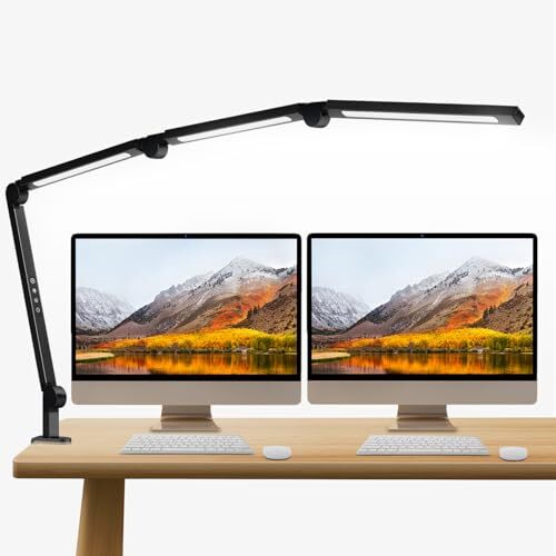 LED Desk Lamp with Clamp,Adjustable Swing Arm Desk Lamps for Home Four-section