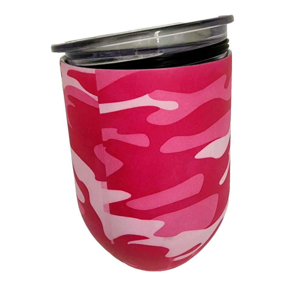 ROUGHNECK Wine Stainless Steel Tumbler 12oz Vacuum Insulated pink camo