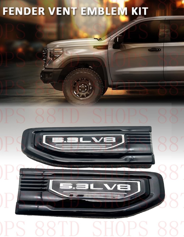 5.3L V8 Fender Vent Emblem Kit Fit 2019-2024 GMC Sierra GM Fender 85160715