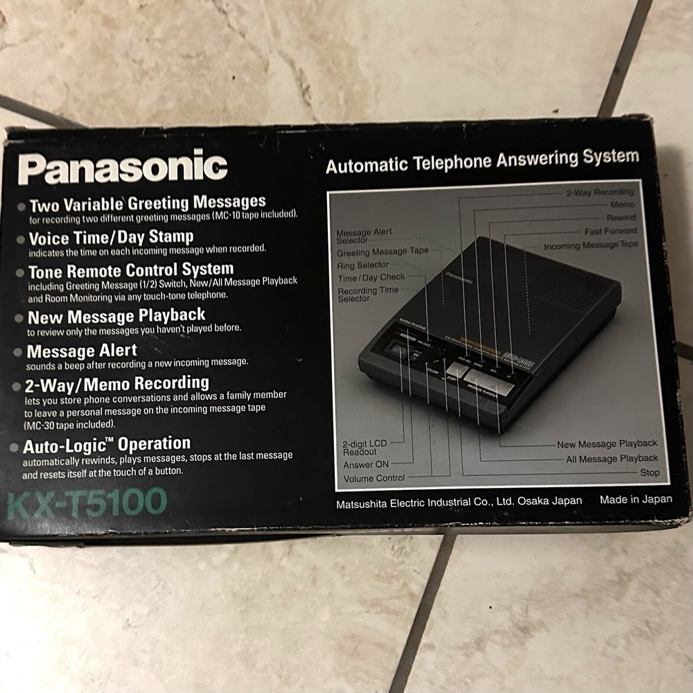 Vintage Panasonic Automatic Telephone Answering System Machine KX-T5000 With Box