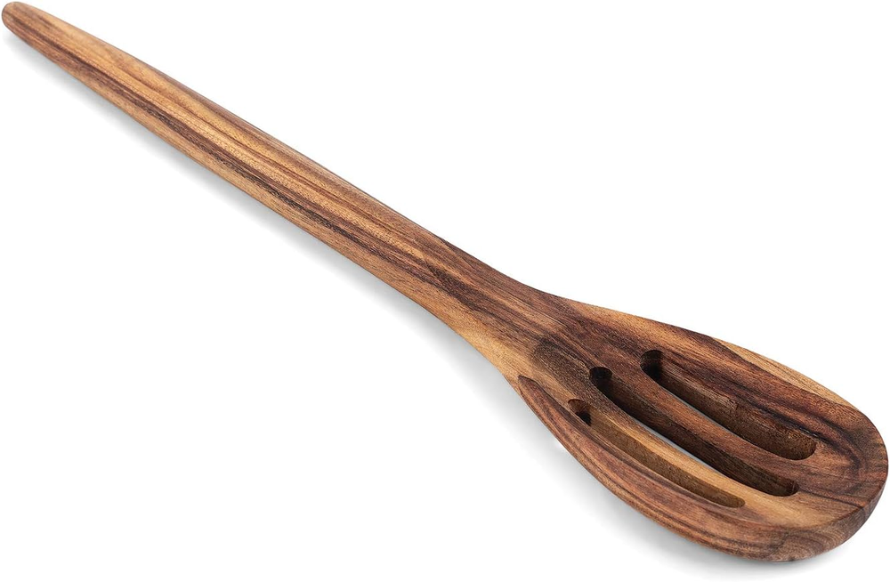 Acacia Wood Wooden Slotted Spoon, 12