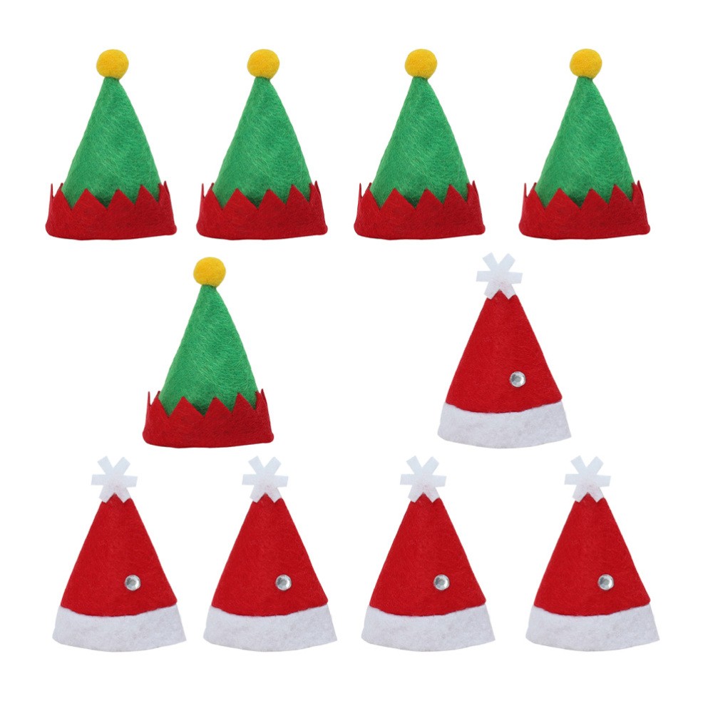 10 Pcs Mini Santa Hats for Christmas Party Decorations