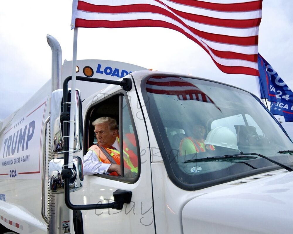 PRESIDENT DONALD TRUMP IN GARBAGE TRUCK HEADED TO WISCONSIN
