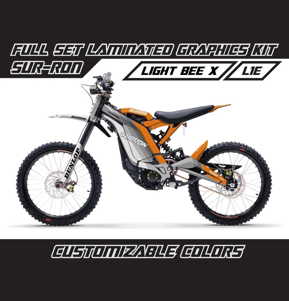 SUR RON LIGHT BEE X Lines Orange Gray Full Graphics Kit Decals Wrap Skin Set