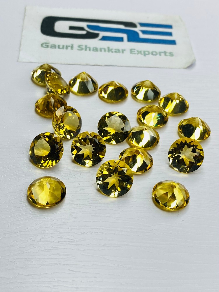 Citrine Faceted Round Cut Loose Gemstone Size 3x3mm to 14x14mm Natural AA Grade DG for Jewelry Making