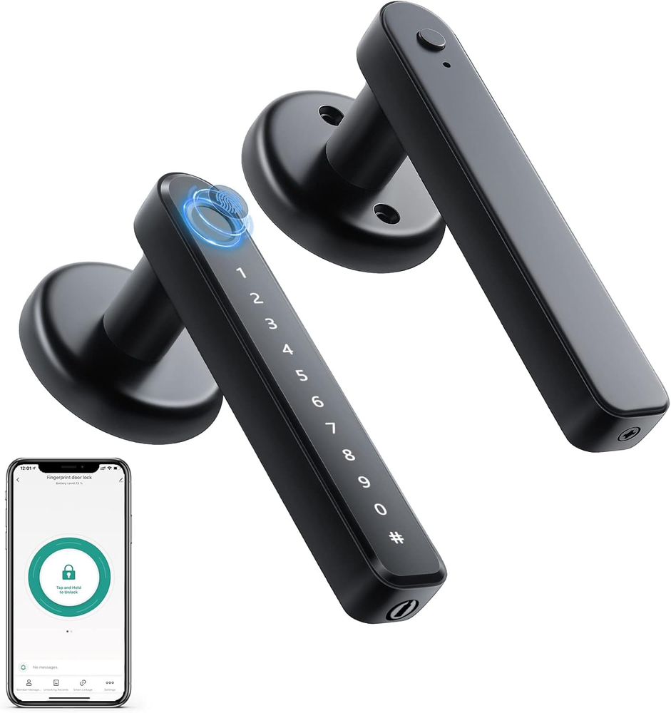 Biometric Smart Door Lock with Keyless Entry App Control Keypad and Handle for Home Security-image