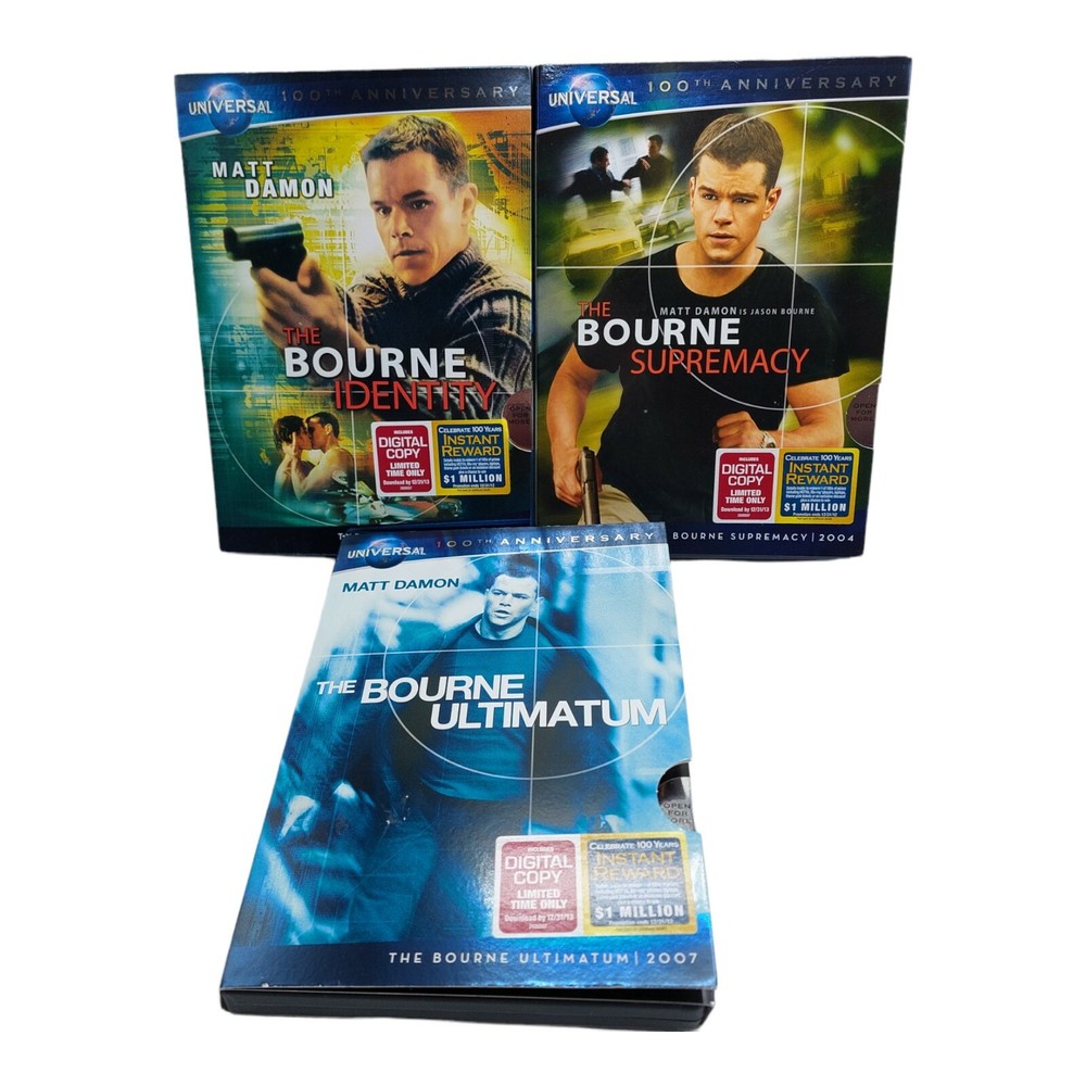 The Bourne Identity Bourne Supremecy & Bourne Ultimatum DVD lot of 3