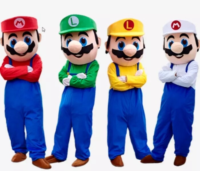 Halloween Super Mario Mascot Costume Party Fancy Dress Brothers  Suits  Adult