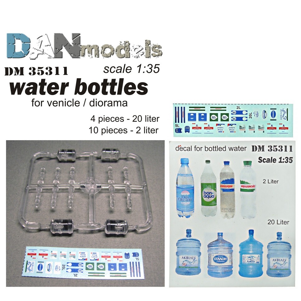 DAN Models 35311 Scale 1:35 Water Bottles for Vehicle/Diorama 14 pcs + Decal