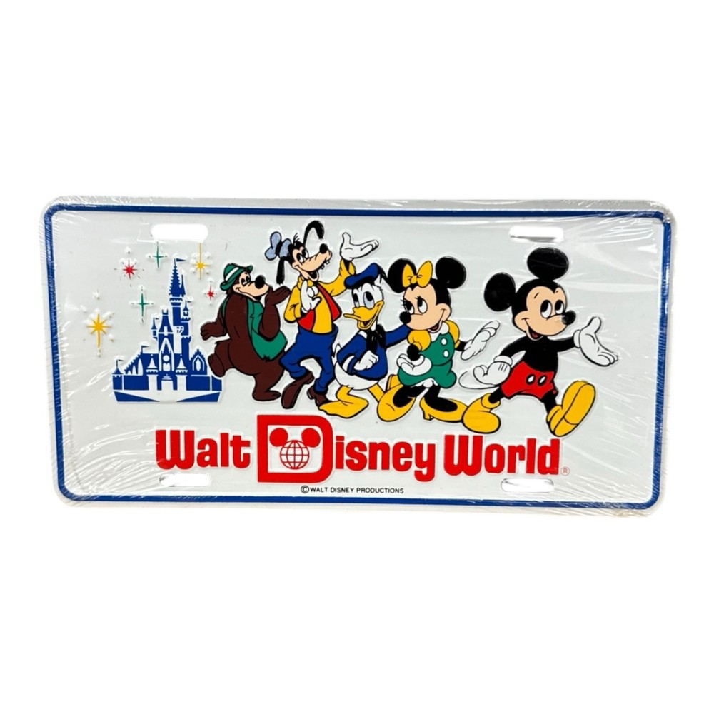Vintage 1980s Walt Disney World License Plate Sign Sealed in Original Packaging
