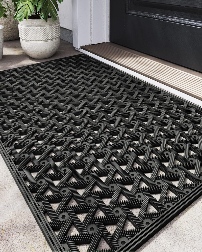 Non-Slip 19x29 Rubber Front Door Mat for Outdoor Entrance – Durable & Stain Resistant