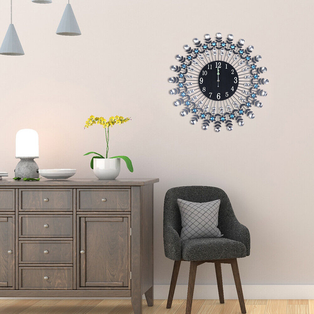 23.6 Inch Quartz Crystal Round Wall Clock Silent Luxury Decor