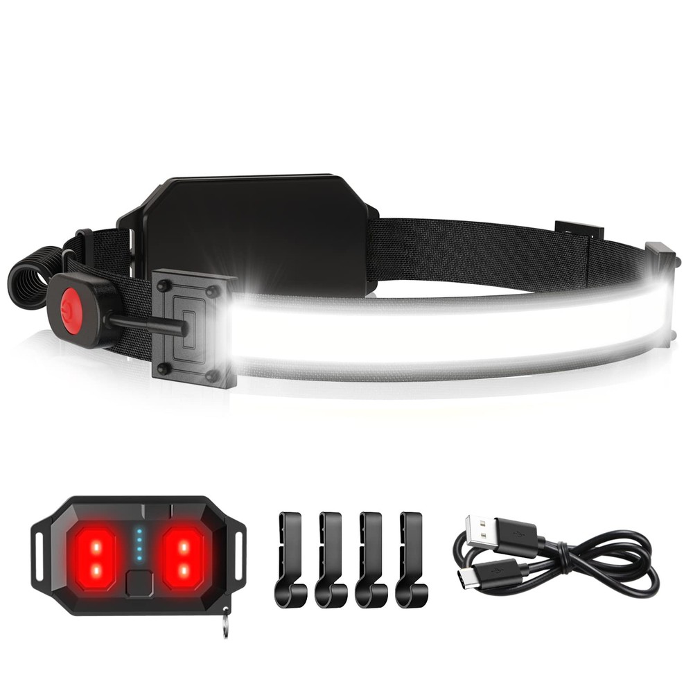 LED Headlamp USB Rechargeable 1000Lumen 230° Wide-Beam LED Headlight with Red...