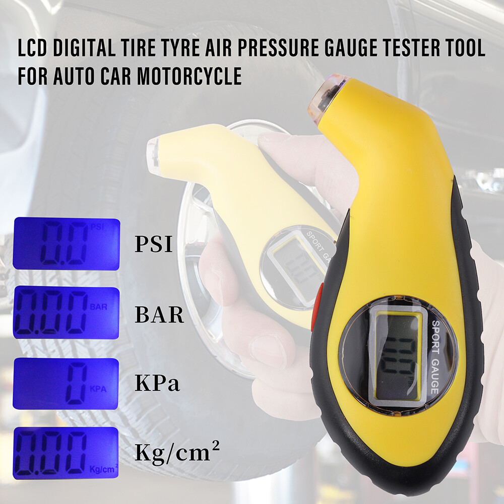 Digital LCD Tire Pressure Gauge for Bike Car Truck 100 PSI Meter Tester-image