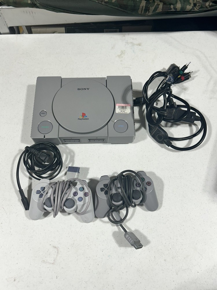 Sony PlayStation 1 PS1 Console Tested with 2 Controllers Included