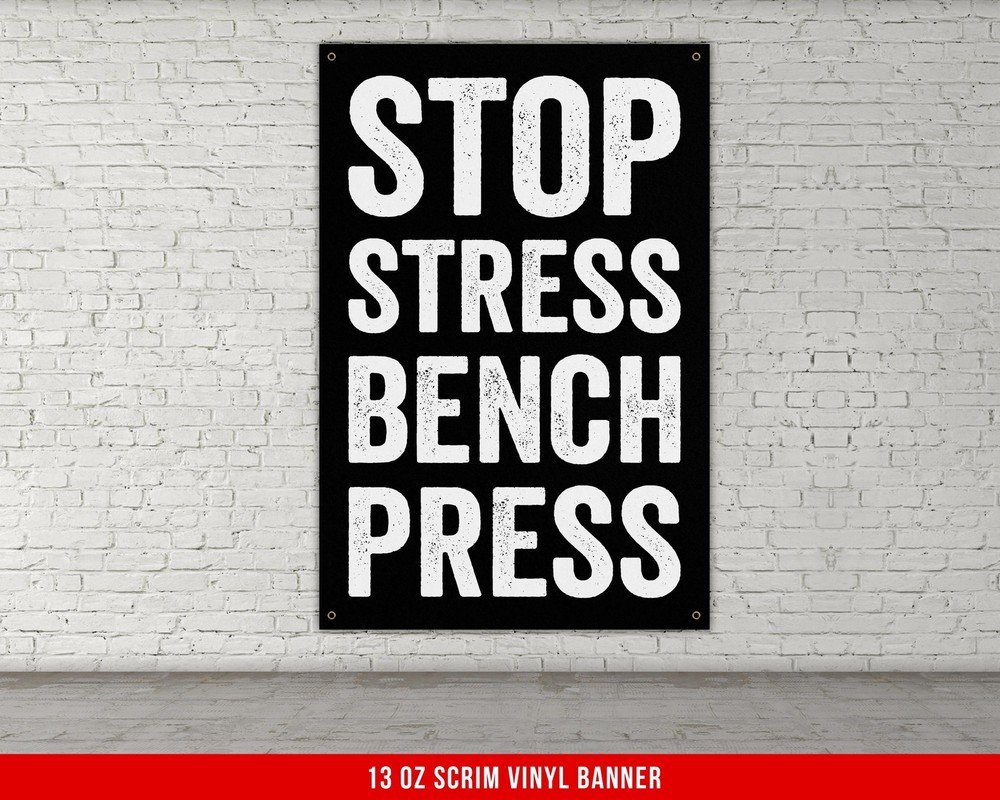 Motivational Stop Stress Gym Banner - Inspiring Weightlifting Wall Art for Home Workouts
