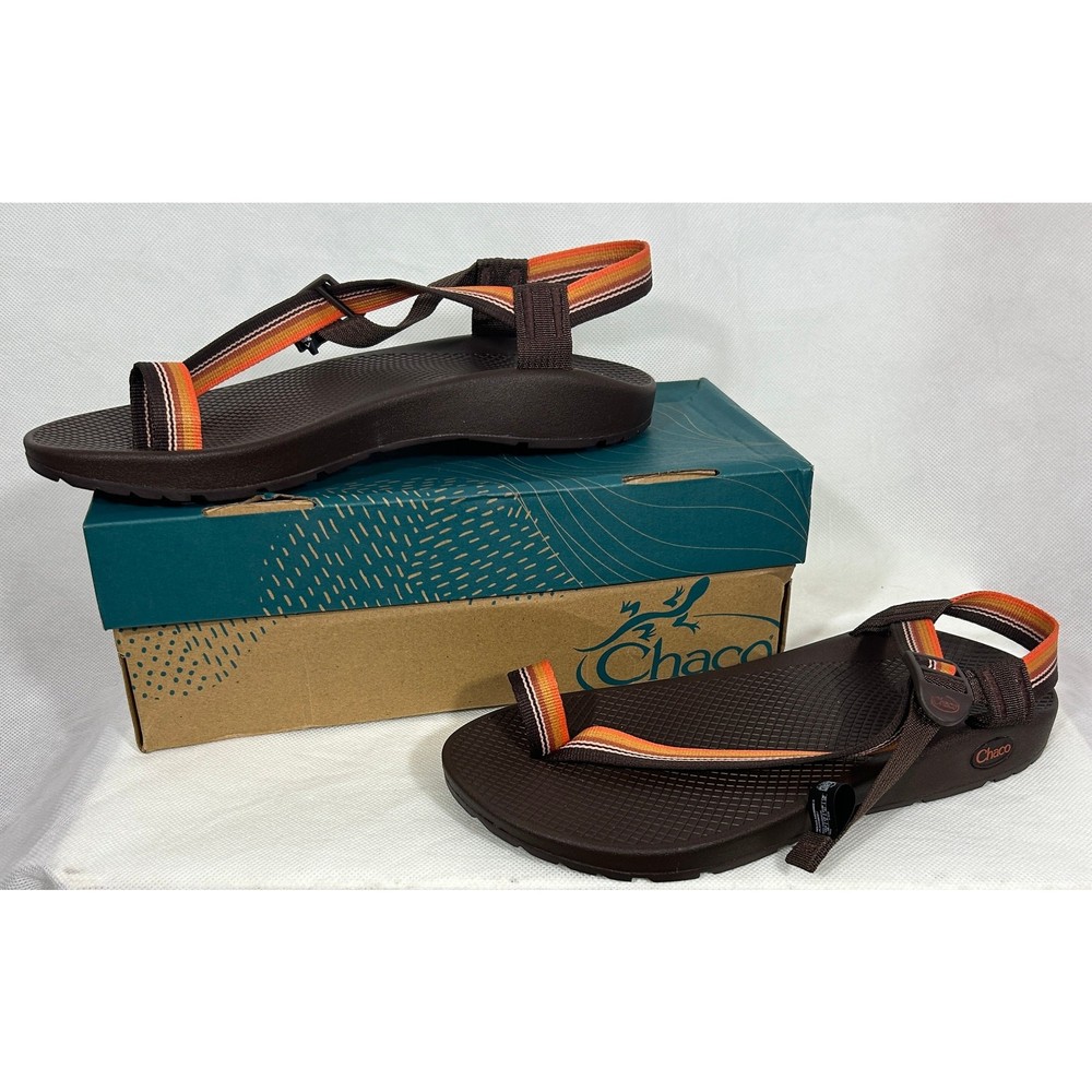 Chaco Bodhi Brown Orange Webbing Sandals Men Size 10M Includes Box