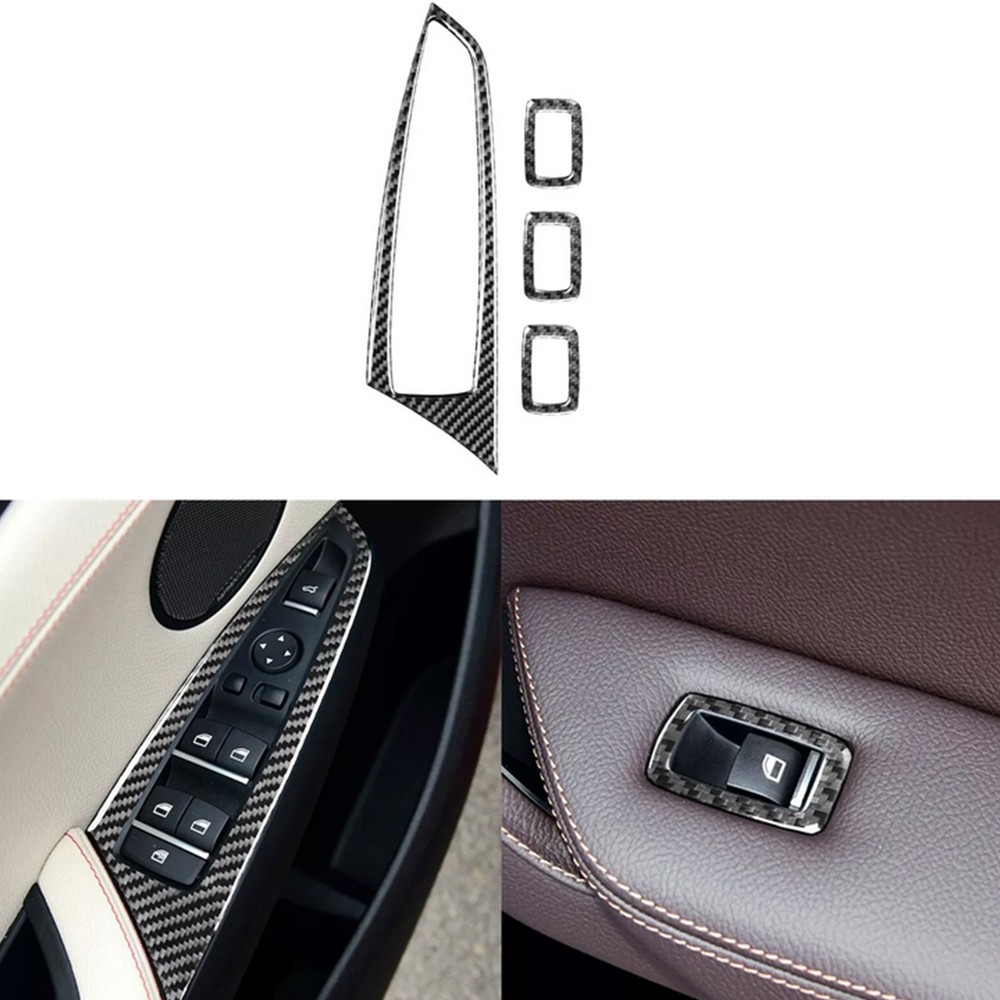 Carbon Fiber Window Lift Switch Panel Cover For BMW X3 F25 X4 F26 2011-2017