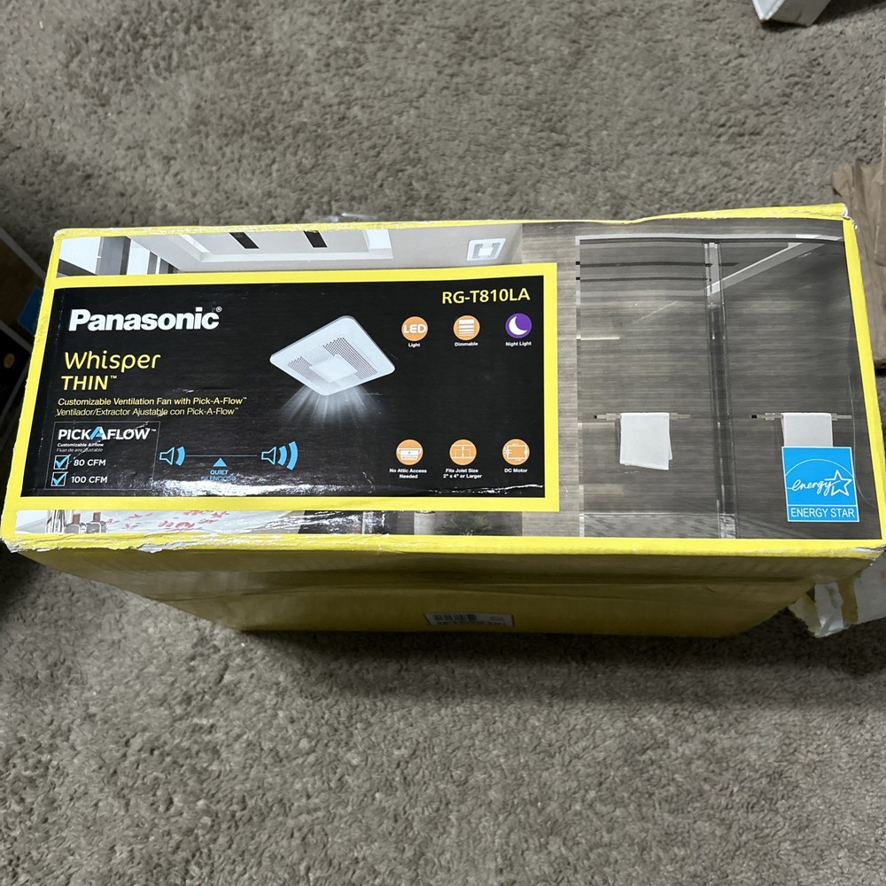 Panasonic RGT810LA 80-100 CFM LED Bathroom Exhaust Fan for Ceiling or Wall