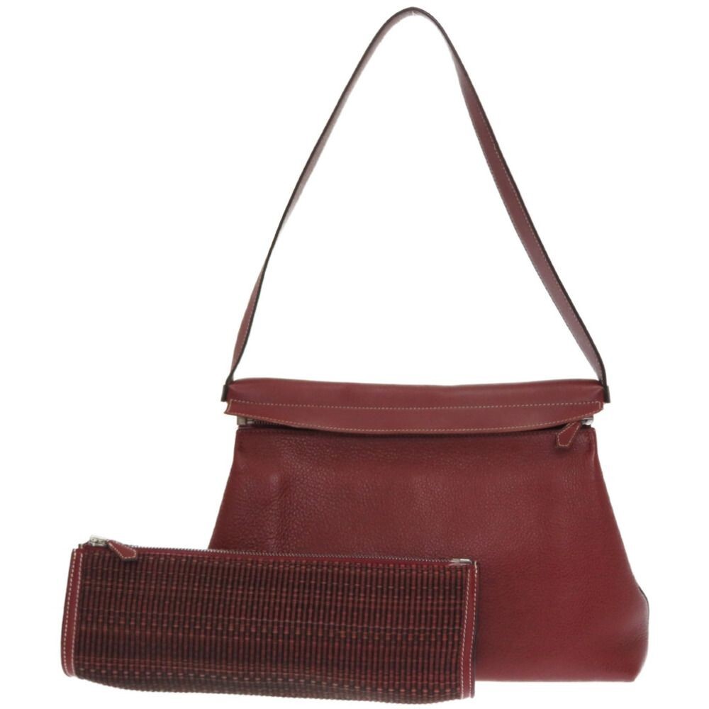 HERMES Yoeh Bag Rouge Ash Buffle Calf Square Shoulder Bag
