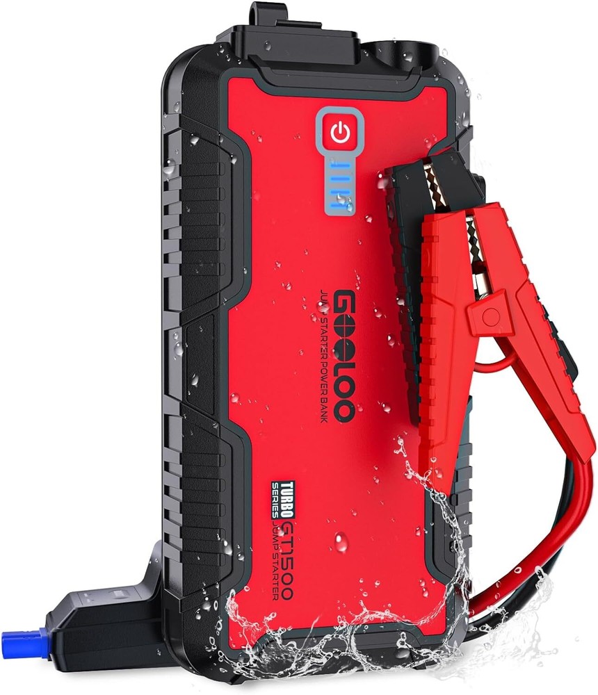 GOOLOO Jump Starter Battery Pack - 1500A Peak Car Box, Water-Resistant...