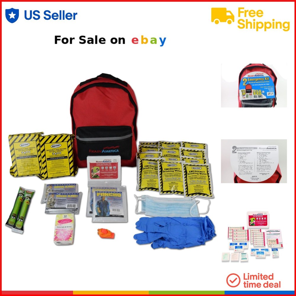 72-Hour Emergency Survival Backpack for 2 People with First Aid Kit