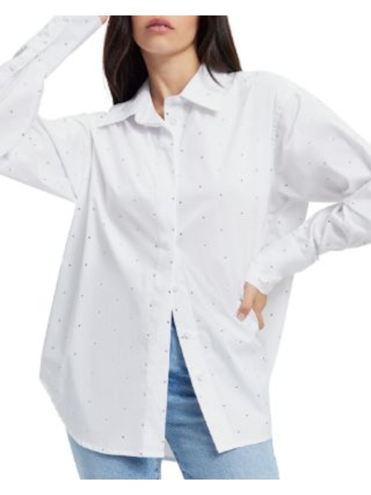 GOOD AMERICAN Womens White Oversized Fit Curved Hems Body Suit Top Plus 5\6