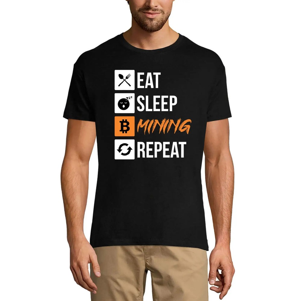 Men's Graphic T-Shirt Eat Sleep Mining Repeat Traders Quote - Cryptocurrency