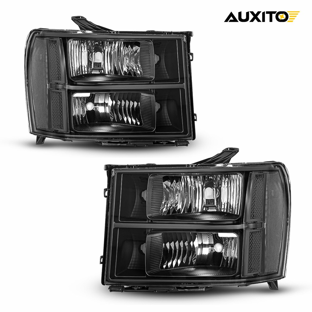 Fit For GMC Sierra 1500 3500HD 2500HD 2007-2013 Headlights Clear Headlamps L EXA
