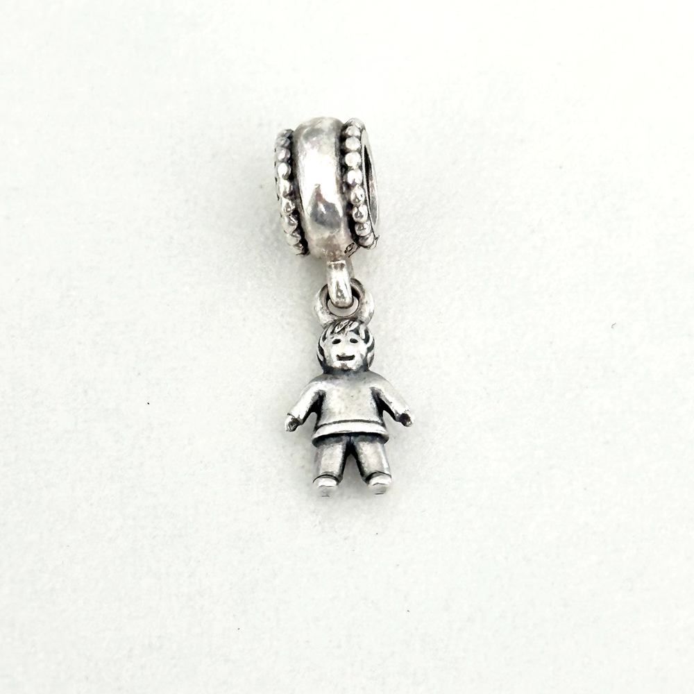 Pandora 925 Sterling Silver Little Boy Child Kid Retired Dangle Bead Charm