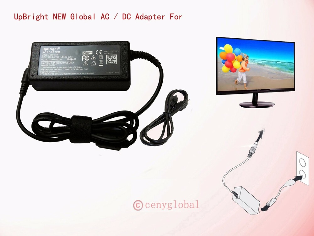 AC Adapter For PHILIPS AOC FHD IPS LED Monitor 19V Series 30W-65W Power Supply