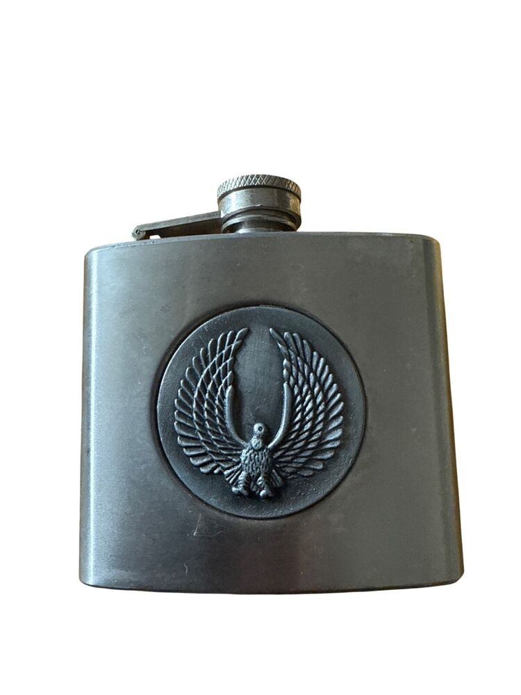 Stainless Steel 5 Oz Flask With Engraved Eagle Design & Screw Cap