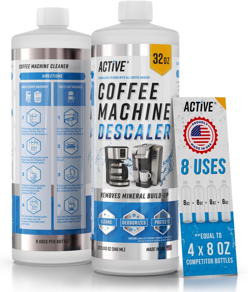32oz Coffee Machine Descaler Solution - 8 Uses, Works with Keurig & More