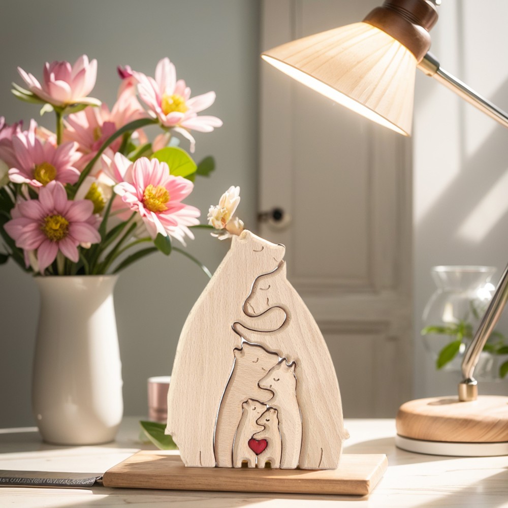 Name Puzzle Family Gift Mother Day Personalized Customized Wooden Bear Set