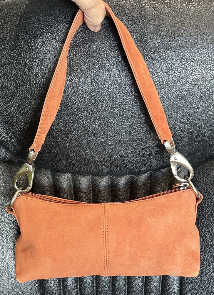 HOBO International Hand Crafted Rust Tan Suede 3-Way Convertible Shoulder Bag 46