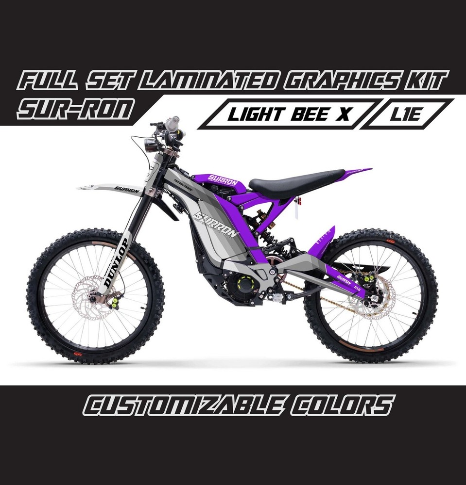 SUR RON LIGHT BEE X Lines Violet Gray Full Graphics Kit Decals Wrap Skin Set