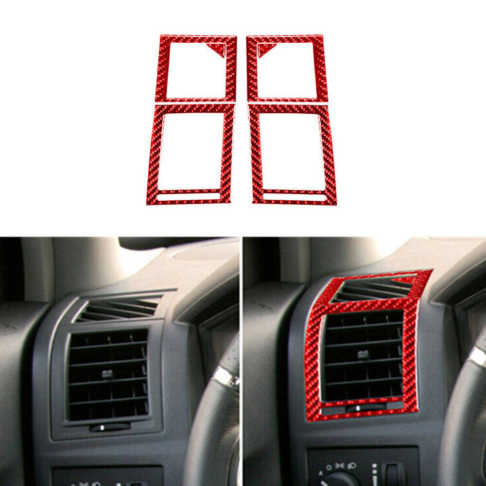 6Pcs Red Carbon Fiber Side Air Vents Frame Cover Trim For Chrysler 300 2008-2010