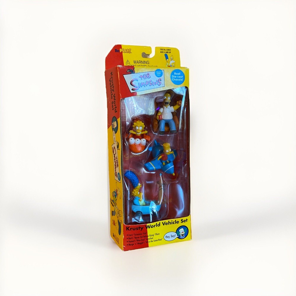 The Simpsons Diecast Krusty World Vehicle Set Vintage (2000) Figure Set. NIB.