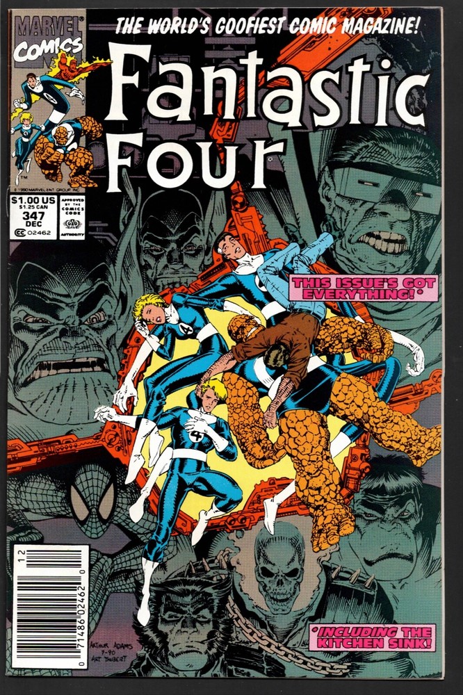 Fantastic Four #347 Newsstand - 1st New FF Team (Hulk Wolverine) (1990) - VF/NM