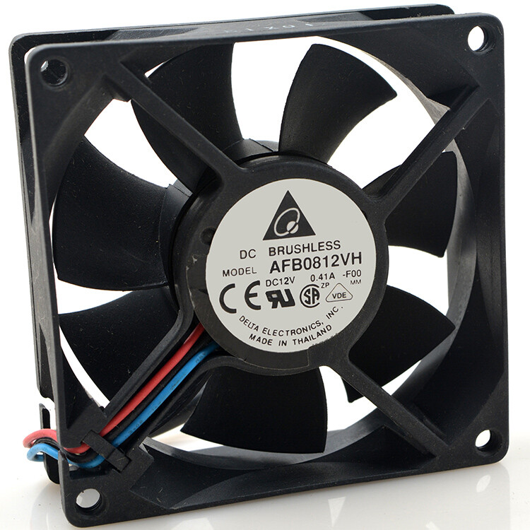 Delta AFB0812VH 8025 12V 0.41A 8CM 3-pin double ball high air volume chassis fan