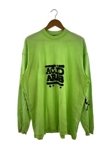 BALENCIAGA/Long Sleeve T-Shirt/L/Cotton/Green/Acid Arab