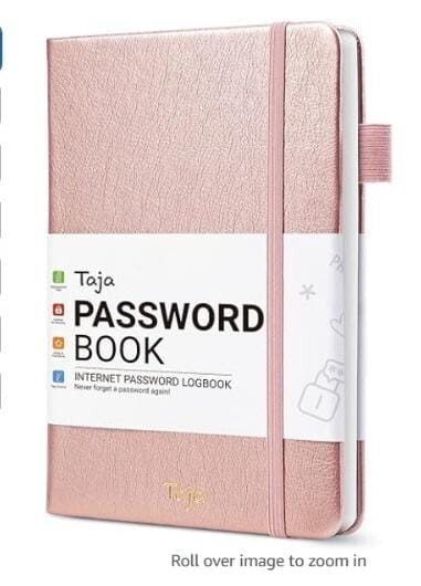 Secure Gold Password Keeper Book with Alphabetical Tabs for Seniors-image