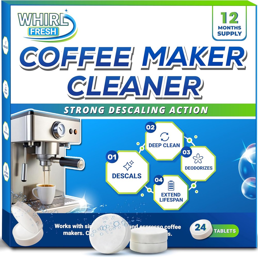 Coffee Machine Descaler Tablets – 24 Count, Maker Cleaner Tablets...