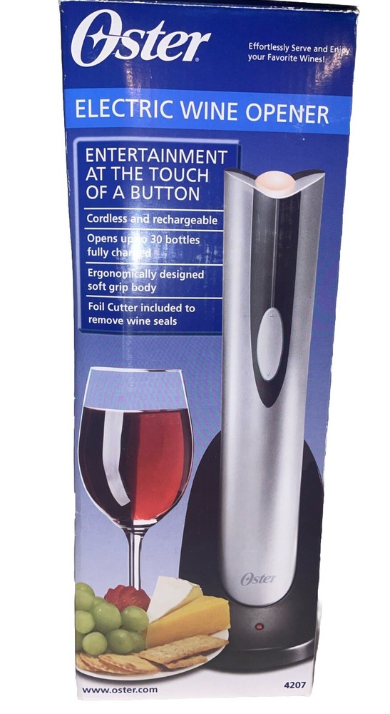 Oster Rechargeable Wine Opener Kitchen Gadget Automatic Corkscrew NEW in box