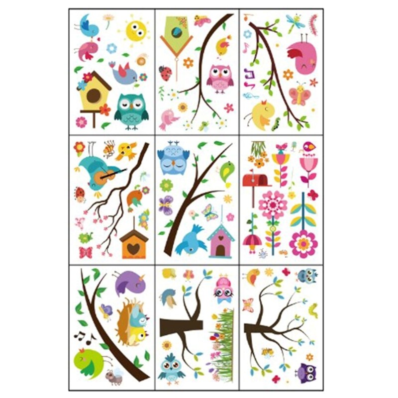 Delightful Window Decoration 106 Pieces Stickers, Flower Butterfly Tree Bird