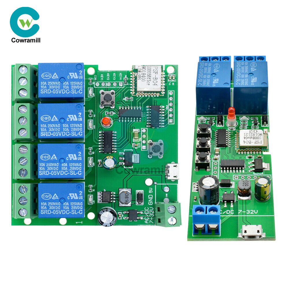 DC7-32V 2/4 Channel Smart Switch WiFi Wireless Relay Module Home Remote Control